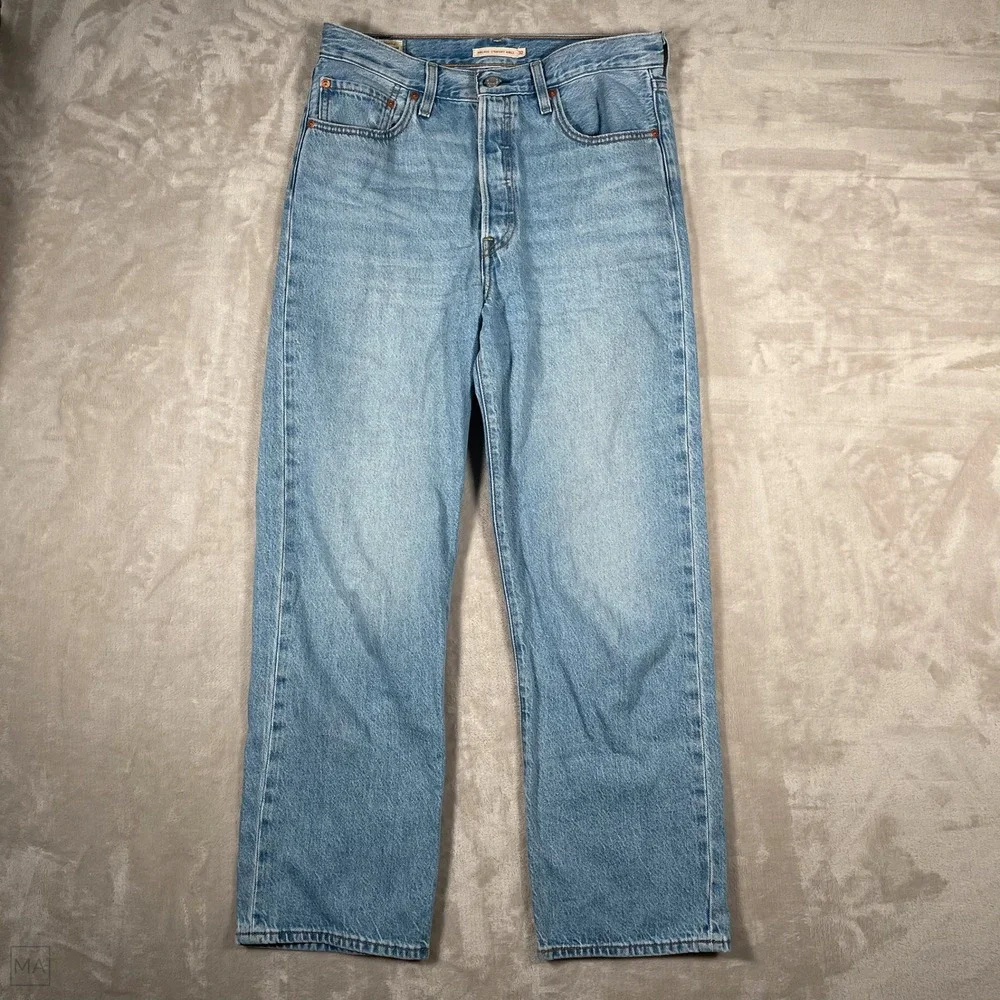 Levi's Women's Jeans Ribcage Straight Ankle Denim Button Fly Casual 30 Blue